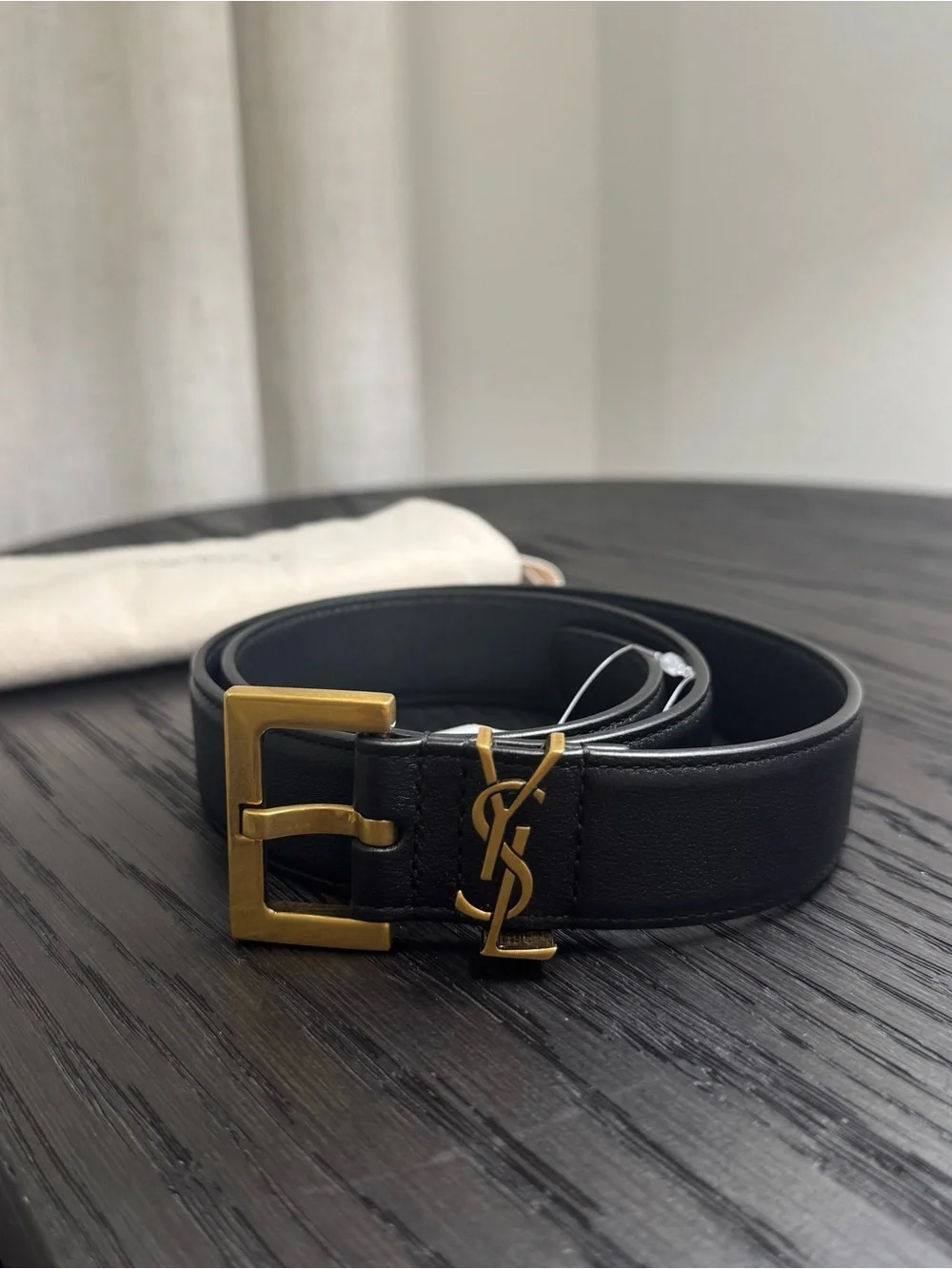 Saint Laurent YSL Cassandre Leather Belt Black 70/28